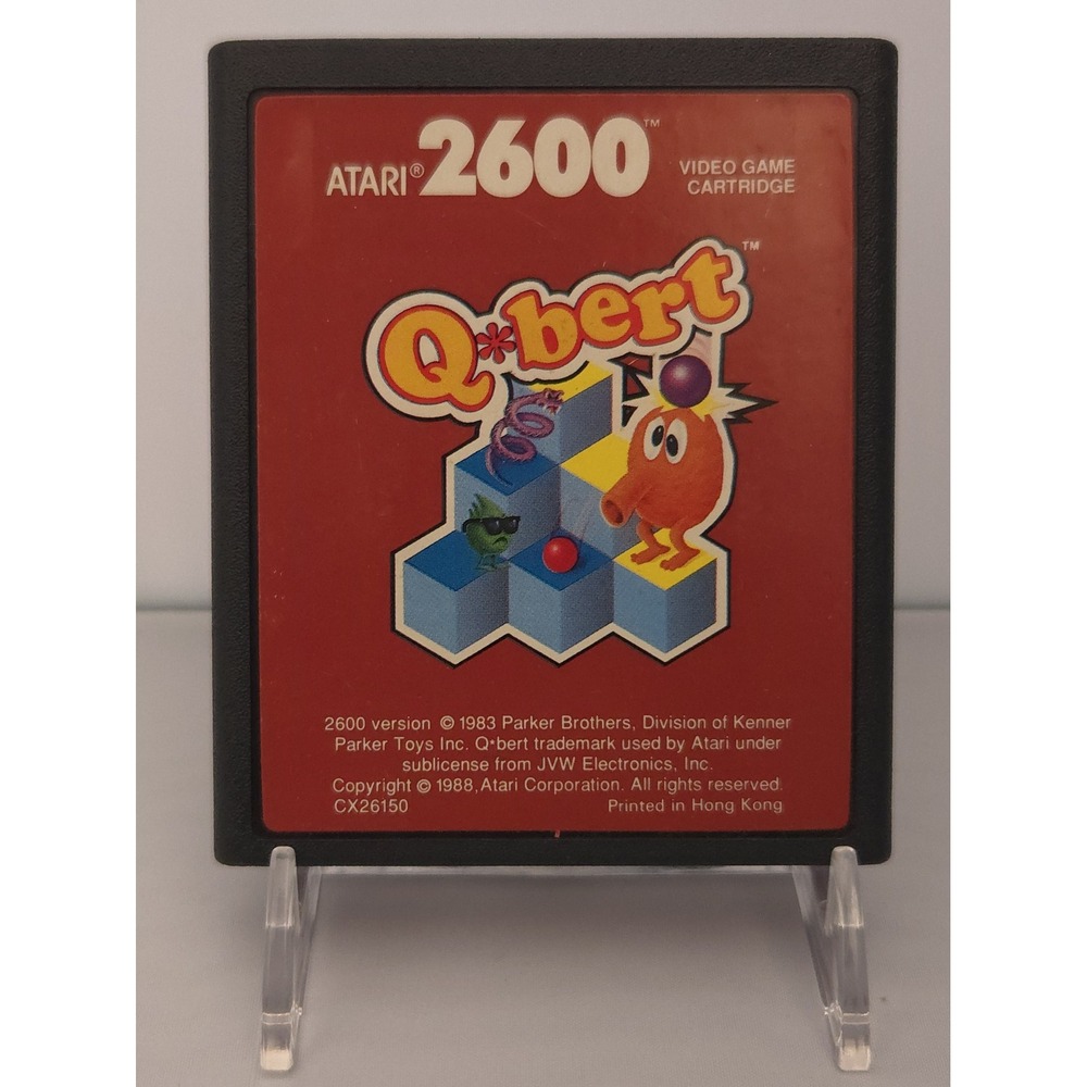 Q*bert Red Label 1988 Release (Atari 2600, 1983) Game Cartridge - Tested Works